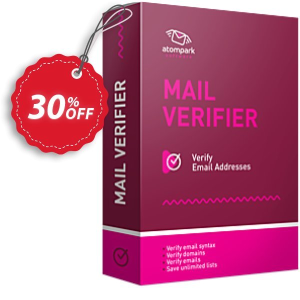 Atomic Mail Verifier Coupon, discount 30% OFF Atomic Mail Verifier, verified. Promotion: Staggering promotions code of Atomic Mail Verifier, tested & approved