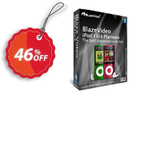 BlazeVideo iPod Flick Platinum Coupon, discount Save 45% Off. Promotion: stunning discount code of BlazeVideo iPod Flick Platinum 2024