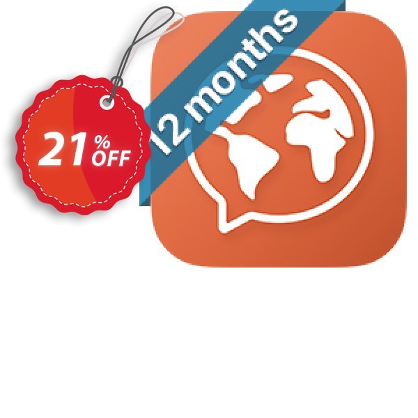 Mondly 1 Languages Annual Access Coupon, discount 20% off Mondly. Promotion: amazing offer code of Mondly Premium 1 Language - Annual Subscription 2024