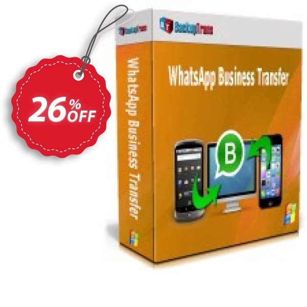 Backuptrans WhatsApp Business Transfer, Family Edition Coupon, discount 10% OFF Backuptrans WhatsApp Business Transfer (Family Edition), verified. Promotion: Special promotions code of Backuptrans WhatsApp Business Transfer (Family Edition), tested & approved