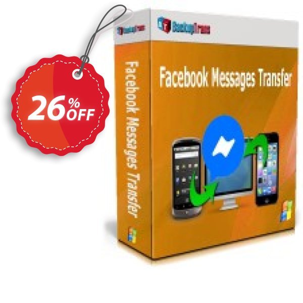 Backuptrans Facebook Messages Transfer, Family Edition  Coupon, discount 10% OFF Backuptrans Facebook Messages Transfer (Family Edition), verified. Promotion: Special promotions code of Backuptrans Facebook Messages Transfer (Family Edition), tested & approved