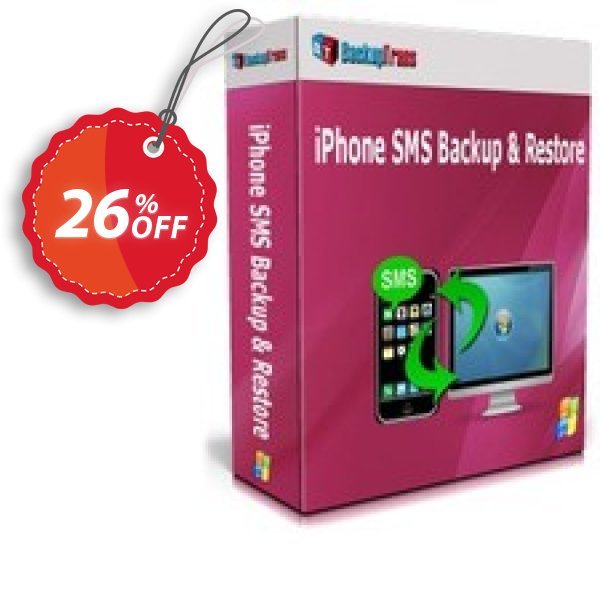 Backuptrans iPhone SMS Backup & Restore Coupon, discount Backuptrans iPhone SMS Backup & Restore (Personal Edition) fearsome deals code 2024. Promotion: formidable sales code of Backuptrans iPhone SMS Backup & Restore (Personal Edition) 2024