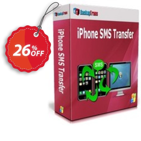 Backuptrans iPhone SMS Transfer Coupon, discount Backuptrans iPhone SMS Transfer (Personal Edition) exclusive promotions code 2025. Promotion: special discounts code of Backuptrans iPhone SMS Transfer (Personal Edition) 2024