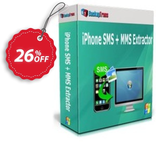 Backuptrans iPhone SMS + MMS Extractor Coupon, discount Holiday Deals. Promotion: staggering deals code of Backuptrans iPhone SMS + MMS Extractor (Personal Edition) 2024