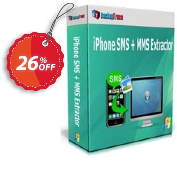 Backuptrans iPhone SMS + MMS Extractor, Business Edition Coupon, discount Holiday Deals. Promotion: stirring discount code of Backuptrans iPhone SMS + MMS Extractor (Business Edition) 2024