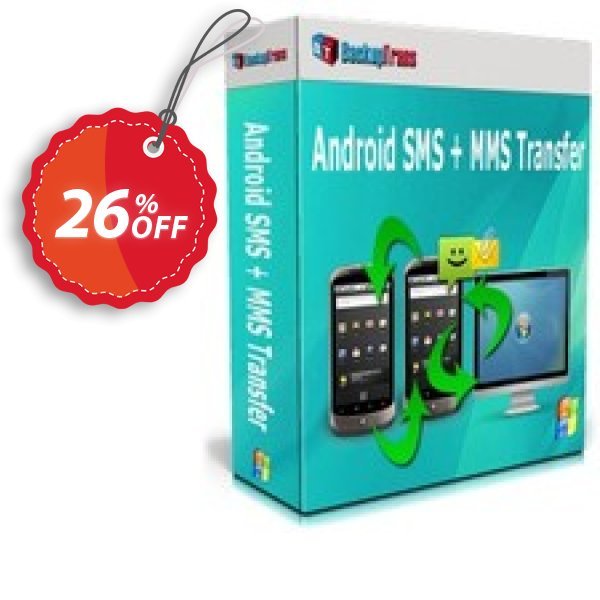 Backuptrans Android SMS + MMS Transfer, Family Edition  Coupon, discount Holiday Deals. Promotion: dreaded sales code of Backuptrans Android SMS + MMS Transfer (Family Edition) 2024