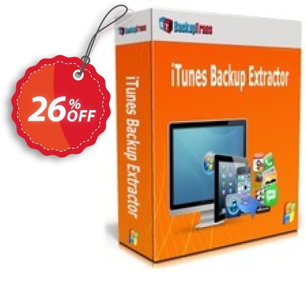 Backuptrans iTunes Backup Extractor, Family Edition  Coupon, discount Backuptrans iTunes Backup Extractor (Family Edition) wonderful sales code 2024. Promotion: awesome promotions code of Backuptrans iTunes Backup Extractor (Family Edition) 2024