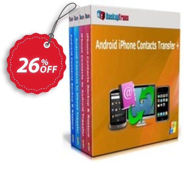 Backuptrans Android iPhone Contacts Transfer +, Family Edition  Coupon, discount Holiday Deals. Promotion: special deals code of Backuptrans Android iPhone Contacts Transfer + (Family Edition) 2024