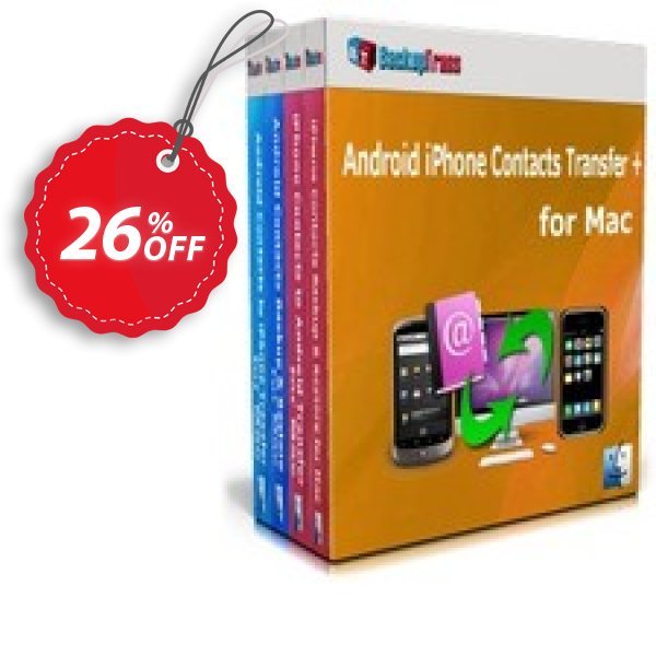 Backuptrans Android iPhone Contacts Transfer + for MAC Coupon, discount Holiday Deals. Promotion: awesome discount code of Backuptrans Android iPhone Contacts Transfer + for Mac (Personal Edition) 2024