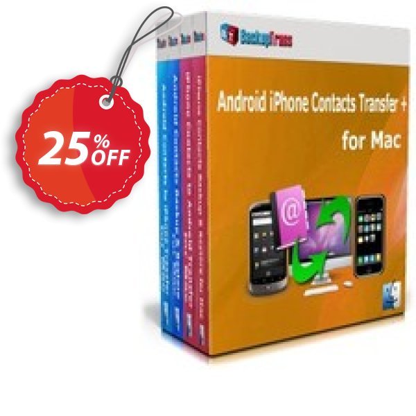 Backuptrans Android iPhone Contacts Transfer + for MAC, Family Edition Coupon, discount Holiday Deals. Promotion: wonderful promo code of Backuptrans Android iPhone Contacts Transfer + for Mac (Family Edition) 2024