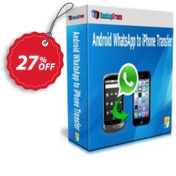 Backuptrans Android WhatsApp to iPhone Transfer, Family Edition  Coupon, discount Backuptrans Android WhatsApp to iPhone Transfer (Family Edition) marvelous promo code 2024. Promotion: excellent discount code of Backuptrans Android WhatsApp to iPhone Transfer (Family Edition) 2024