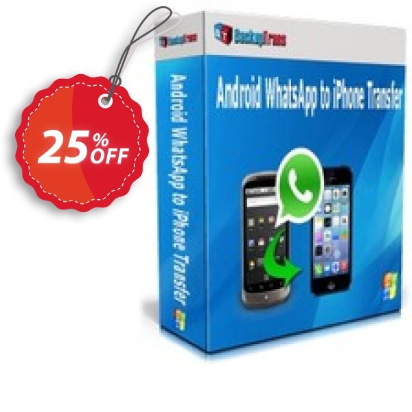 Backuptrans Android WhatsApp to iPhone Transfer, Business Edition Coupon, discount Backuptrans Android WhatsApp to iPhone Transfer (Business Edition) wondrous discounts code 2025. Promotion: marvelous promo code of Backuptrans Android WhatsApp to iPhone Transfer (Business Edition) 2024