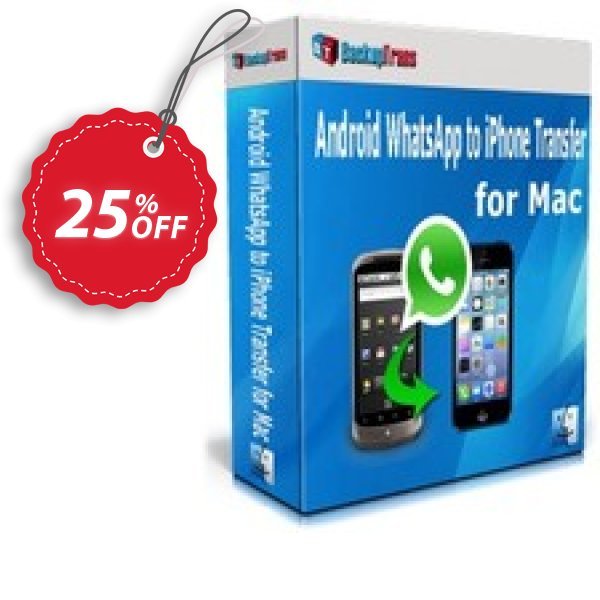 Backuptrans Android WhatsApp to iPhone Transfer for MAC, Business Edition Coupon, discount Backuptrans Android WhatsApp to iPhone Transfer for Mac (Business Edition) amazing deals code 2025. Promotion: awful sales code of Backuptrans Android WhatsApp to iPhone Transfer for Mac (Business Edition) 2024