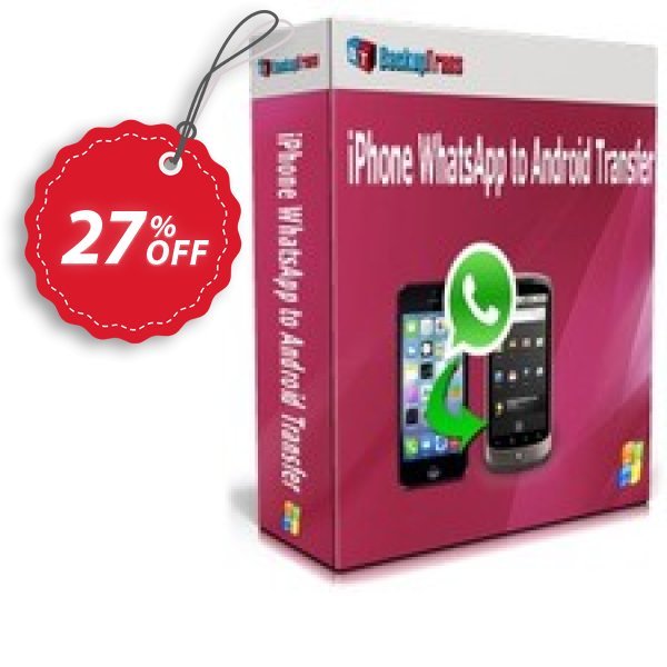 Backuptrans iPhone WhatsApp to Android Transfer, Family Edition  Coupon, discount Backuptrans iPhone WhatsApp to Android Transfer(Family Edition) stirring offer code 2024. Promotion: imposing deals code of Backuptrans iPhone WhatsApp to Android Transfer(Family Edition) 2024