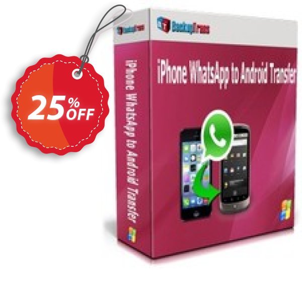 Backuptrans iPhone WhatsApp to Android Transfer, Business Edition Coupon, discount Backuptrans iPhone WhatsApp to Android Transfer(Business Edition) impressive discount code 2025. Promotion: stirring offer code of Backuptrans iPhone WhatsApp to Android Transfer(Business Edition) 2024