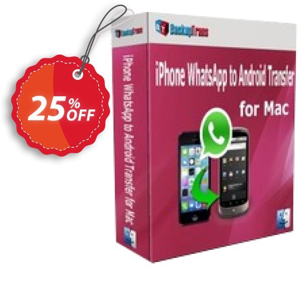 Backuptrans iPhone WhatsApp to Android Transfer for MAC Coupon, discount Backuptrans iPhone WhatsApp to Android Transfer for Mac(Personal Edition) formidable promo code 2024. Promotion: impressive discount code of Backuptrans iPhone WhatsApp to Android Transfer for Mac(Personal Edition) 2024