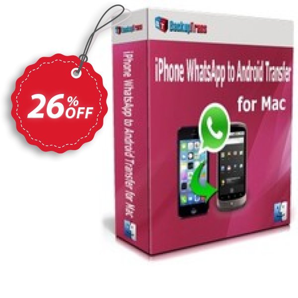 Backuptrans iPhone WhatsApp to Android Transfer for MAC, Family Edition Coupon, discount Backuptrans iPhone WhatsApp to Android Transfer for Mac(Family Edition) fearsome discounts code 2025. Promotion: formidable promo code of Backuptrans iPhone WhatsApp to Android Transfer for Mac(Family Edition) 2024