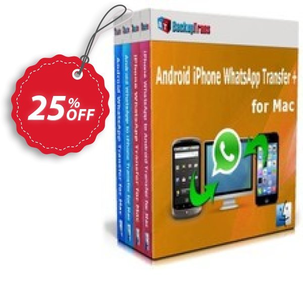 Backuptrans Android iPhone WhatsApp Transfer plus for MAC, Family Edition Coupon, discount Holiday Deals. Promotion: awful discount code of Backuptrans Android iPhone WhatsApp Transfer + for Mac(Family Edition) 2024
