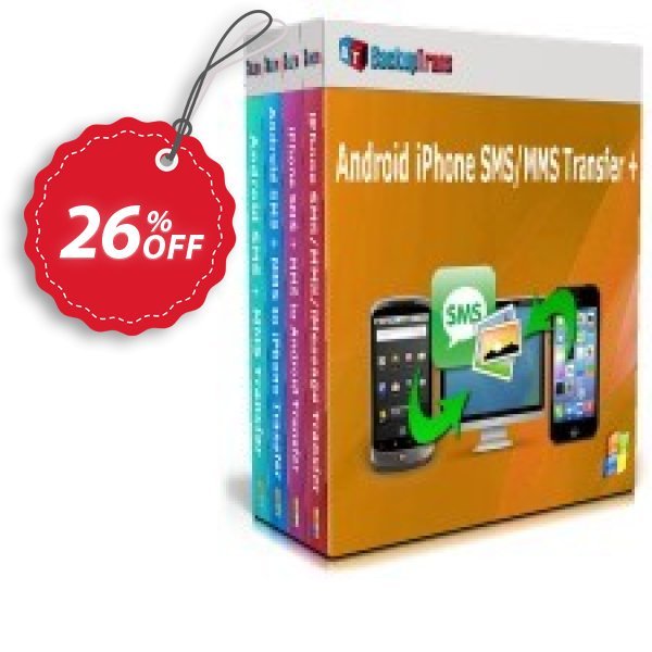 Backuptrans Android iPhone SMS/MMS Transfer plus Coupon, discount Holiday Deals. Promotion: special discounts code of Backuptrans Android iPhone SMS/MMS Transfer + (Personal Edition) 2024