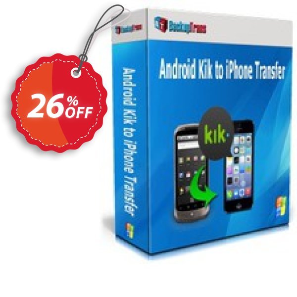 Backuptrans Android Kik to iPhone Transfer, Business Edition Coupon, discount Backuptrans Android Kik to iPhone Transfer (Business Edition) impressive sales code 2025. Promotion: stirring promotions code of Backuptrans Android Kik to iPhone Transfer (Business Edition) 2024