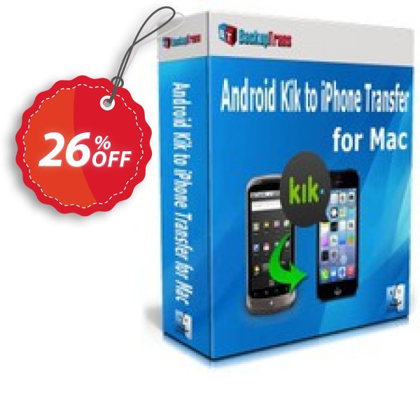 Backuptrans Android Kik to iPhone Transfer for MAC, Family Edition Coupon, discount Backuptrans Android Kik to iPhone Transfer for Mac (Family Edition) fearsome offer code 2025. Promotion: formidable deals code of Backuptrans Android Kik to iPhone Transfer for Mac (Family Edition) 2024