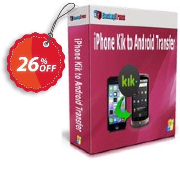 Backuptrans iPhone Kik to Android Transfer Coupon, discount Backuptrans iPhone Kik to Android Transfer (Personal Edition) excellent promo code 2024. Promotion: dreaded discount code of Backuptrans iPhone Kik to Android Transfer (Personal Edition) 2024