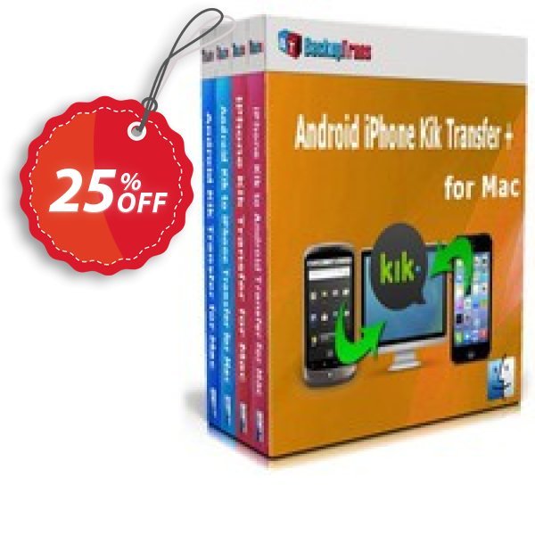 Backuptrans Android iPhone Kik Transfer + for MAC, Family Edition Coupon, discount Holiday Deals. Promotion: marvelous discount code of Backuptrans Android iPhone Kik Transfer + for Mac (Family Edition) 2024