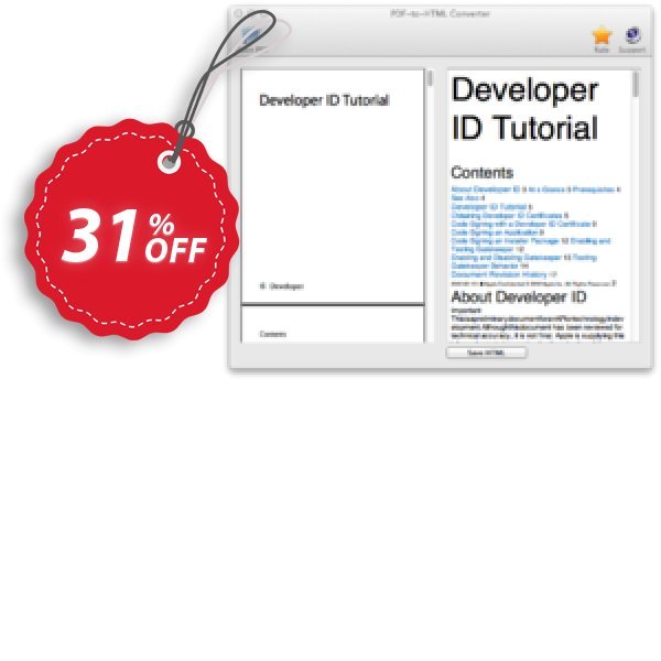 PDF to HTML Converter for MAC Coupon, discount PDF to HTML Converter for Mac excellent discounts code 2025. Promotion: excellent discounts code of PDF to HTML Converter for Mac 2024