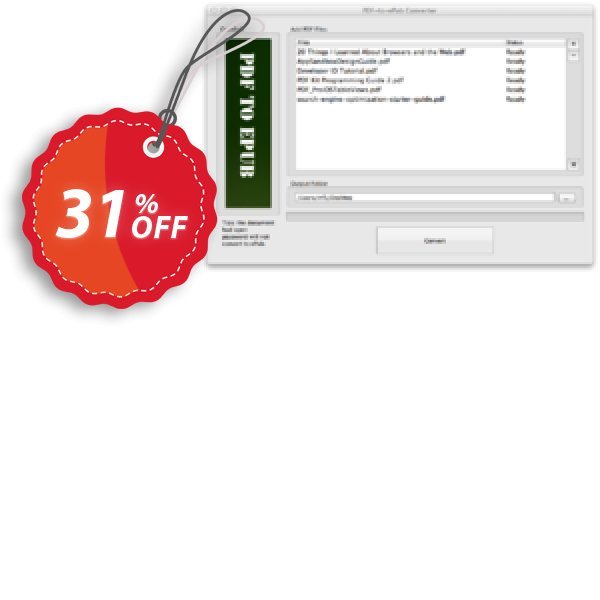 PDF to ePub Converter for MAC Coupon, discount PDF to ePub Converter for Mac formidable promo code 2024. Promotion: formidable promo code of PDF to ePub Converter for Mac 2024