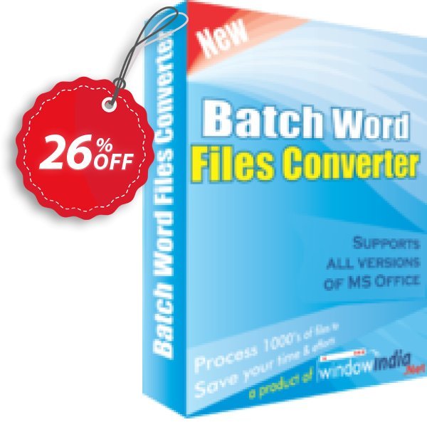 WindowIndia Batch Word Files Converter Coupon, discount Christmas OFF. Promotion: awesome discounts code of Batch Word Files Converter 2024