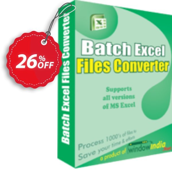 WindowIndia Batch Excel Files Converter Coupon, discount Christmas OFF. Promotion: amazing deals code of Batch Excel Files Converter 2024