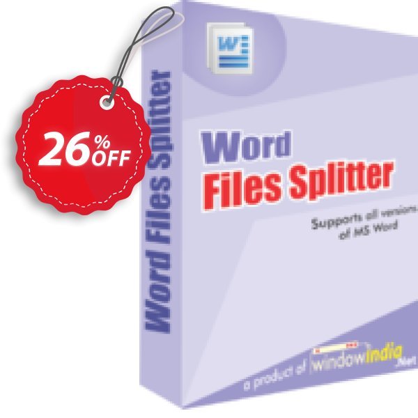 WindowIndia Word Files Splitter Coupon, discount Christmas OFF. Promotion: formidable discount code of Word Files Splitter 2024