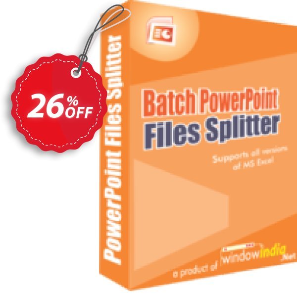 WindowIndia Batch PowerPoint Files Splitter Coupon, discount Christmas OFF. Promotion: marvelous discount code of Batch PowerPoint Files Splitter 2024
