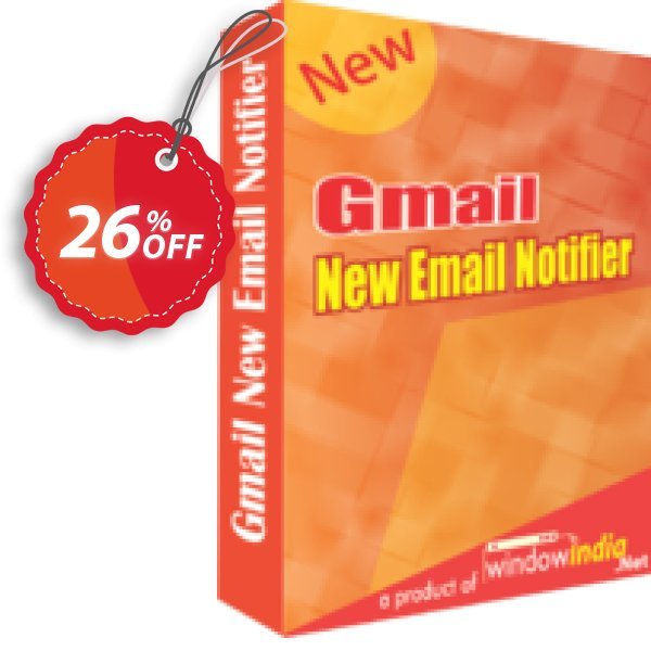 WindowIndia Gmail New Email Notifier Coupon, discount Christmas OFF. Promotion: marvelous promotions code of Gmail New Email Notifier 2024