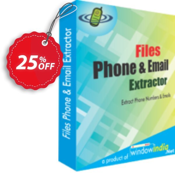 WindowIndia Files Phone and Email Extractor Coupon, discount Christmas OFF. Promotion: excellent deals code of Files Phone and Email Extractor 2024