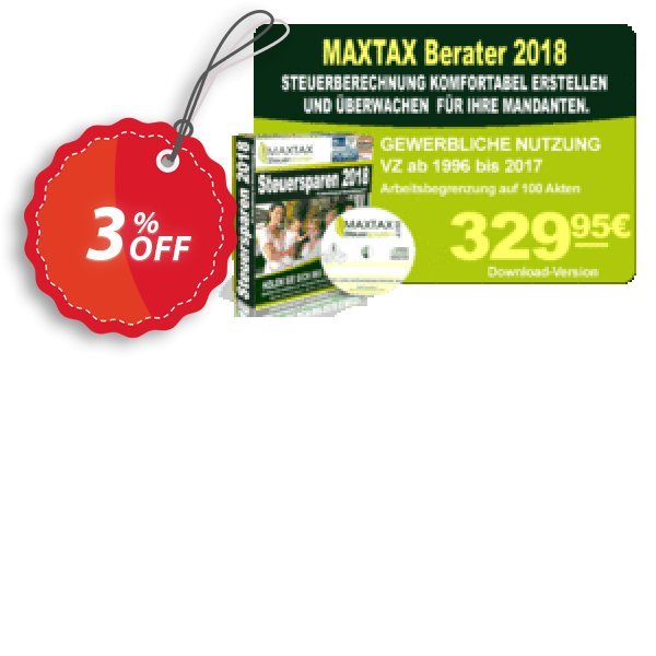 MAXTAX - Beraterversion 100 Akten Coupon, discount MAXTAX SPAR-ABO. Promotion: marvelous offer code of MAXTAX - Beraterversion 100 Akten 2024