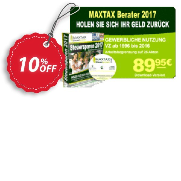 MAXTAX - Beraterversion 2018 - 25 Akten Coupon, discount MAXTAX SPAR-ABO. Promotion: hottest sales code of MAXTAX - Beraterversion 2024 - 25 Akten 2024