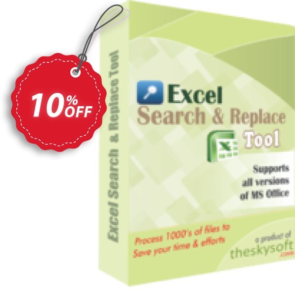 TheSkySoft Excel Search and Replace Tool Coupon, discount 10%Discount. Promotion: best promo code of Excel Search and Replace Tool 2024