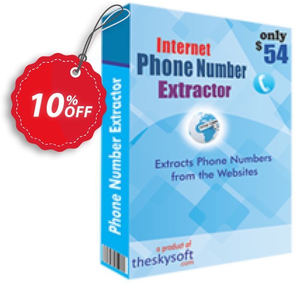 TheSkySoft Internet Phone Number Extractor Coupon, discount 10%Discount. Promotion: imposing sales code of Internet Phone Number Extractor 2024