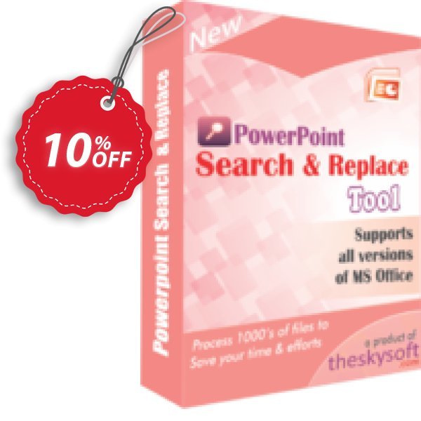 TheSkySoft PowerPoint Search and Replace Tool Coupon, discount 10%Discount. Promotion: formidable discount code of PowerPoint Search and Replace Tool 2024