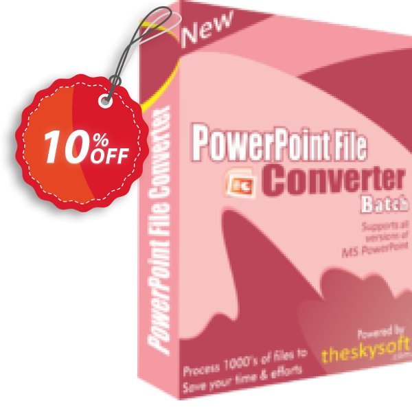 TheSkySoft PowerPoint File Converter Batch Coupon, discount 10%Discount. Promotion: formidable discount code of PowerPoint File Converter Batch 2024