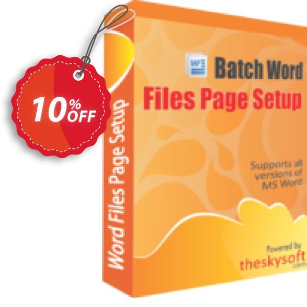 TheSkySoft Batch Word Files Page Setup Coupon, discount 10%Discount. Promotion: big sales code of Batch Word Files Page Setup 2024