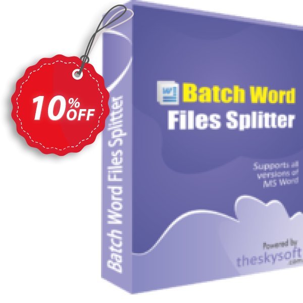 TheSkySoft Batch Word Files Splitter Coupon, discount 10%Discount. Promotion: impressive offer code of Batch Word Files Splitter 2024