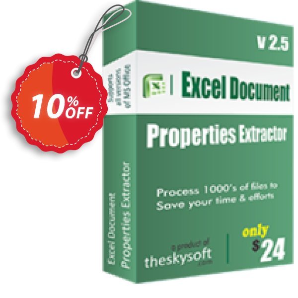 TheSkySoft Excel Document Properties Extractor Coupon, discount 10%Discount. Promotion: amazing sales code of Excel Document Properties Extractor 2024
