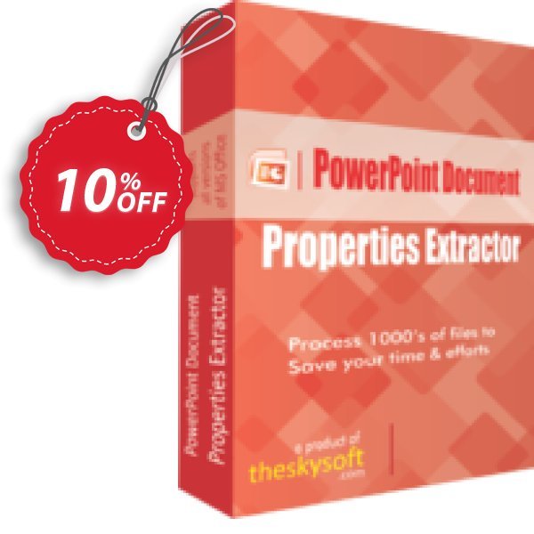 TheSkySoft PowerPoint Document Properties Extractor Coupon, discount 10%Discount. Promotion: big offer code of PowerPoint Document Properties Extractor 2024