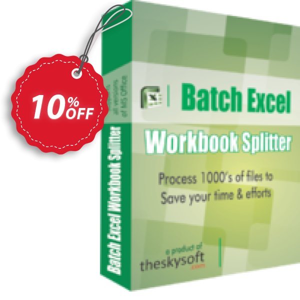 TheSkySoft Batch Excel Workbook Splitter Coupon, discount 10%Discount. Promotion: awful deals code of Batch Excel Workbook Splitter 2024
