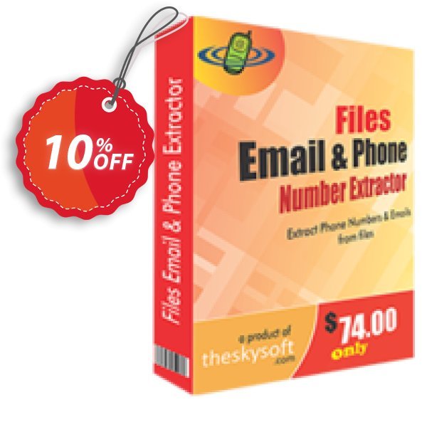 TheSkySoft Files Email and Phone Number Extractor Coupon, discount 10%Discount. Promotion: amazing promotions code of Files Email and Phone Number Extractor 2024