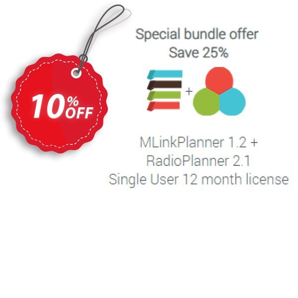 Special offer: MLinkPlanner + RadioPlanner, 12 month Plan  Coupon, discount MLinkPlanner 1.2 Single User 12 month license + RadioPlanner 2.1 Single User 12 month license exclusive promo code 2024. Promotion: exclusive promo code of MLinkPlanner 1.2 Single User 12 month license + RadioPlanner 2.1 Single User 12 month license 2024