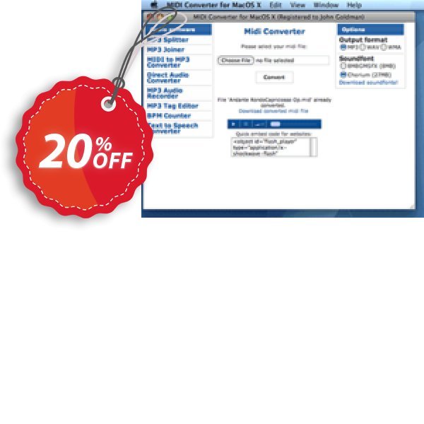Pistonsoft Midi Converter for MAC Coupon, discount Midi Converter for Mac (Personal License) awful discounts code 2025. Promotion: awful discounts code of Midi Converter for Mac (Personal License) 2024
