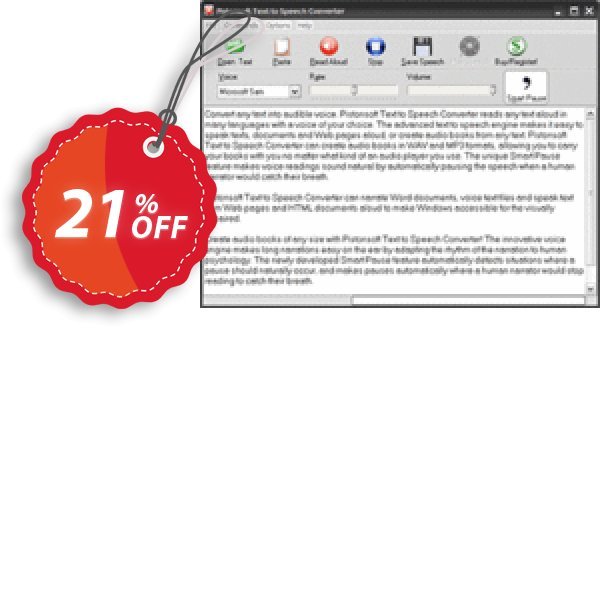 Pistonsoft Text to Speech Converter Coupon, discount Pistonsoft Text to Speech Converter (Personal License) impressive discount code 2025. Promotion: impressive discount code of Pistonsoft Text to Speech Converter (Personal License) 2024